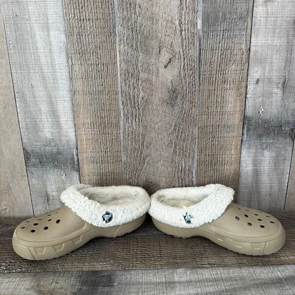 Little Kids Crocs Classic Lined Taupe Casual Comfort Slip On Clogs Shoes Size 12 - Picture 5 of 11